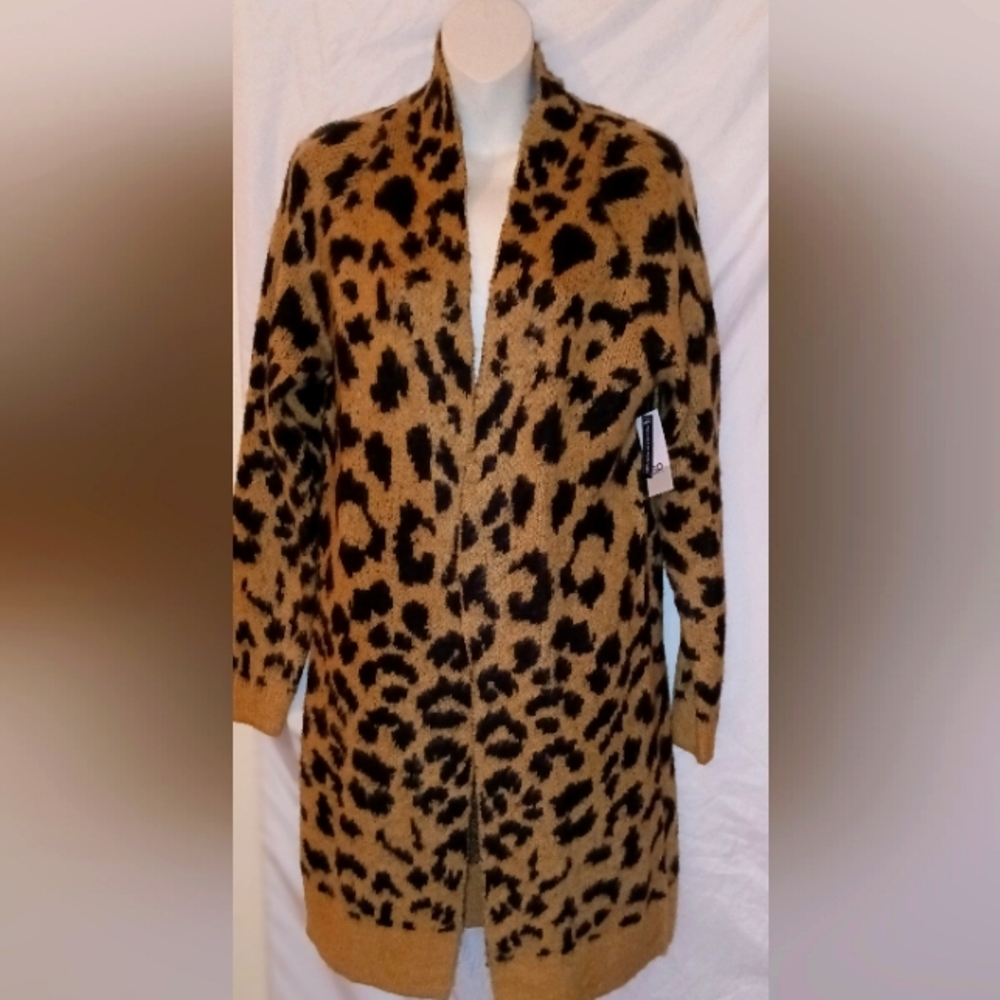 Leopard Print Long Sweater - Size M